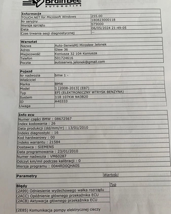 BMW Seria 1 cena 12300 przebieg: 165000, rok produkcji 2010 z Niepołomice małe 466